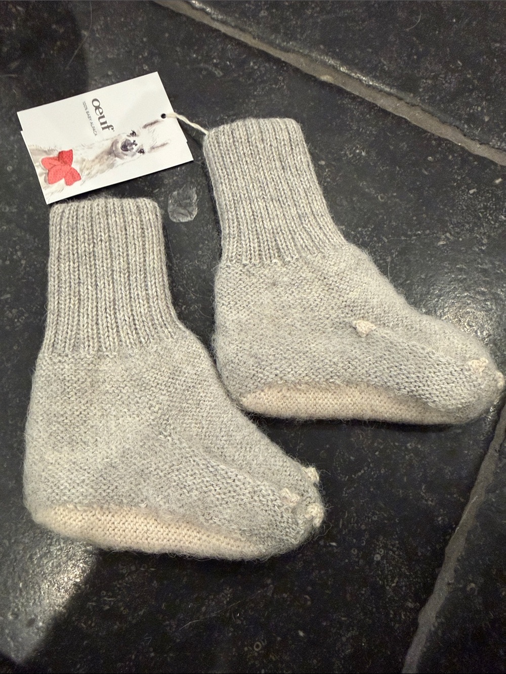 Oeuf Gray Alpaca booties super soft and cozy